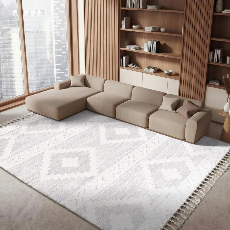 Tapis ivoire / beige Hugley, Carré 5 pi 3 po
