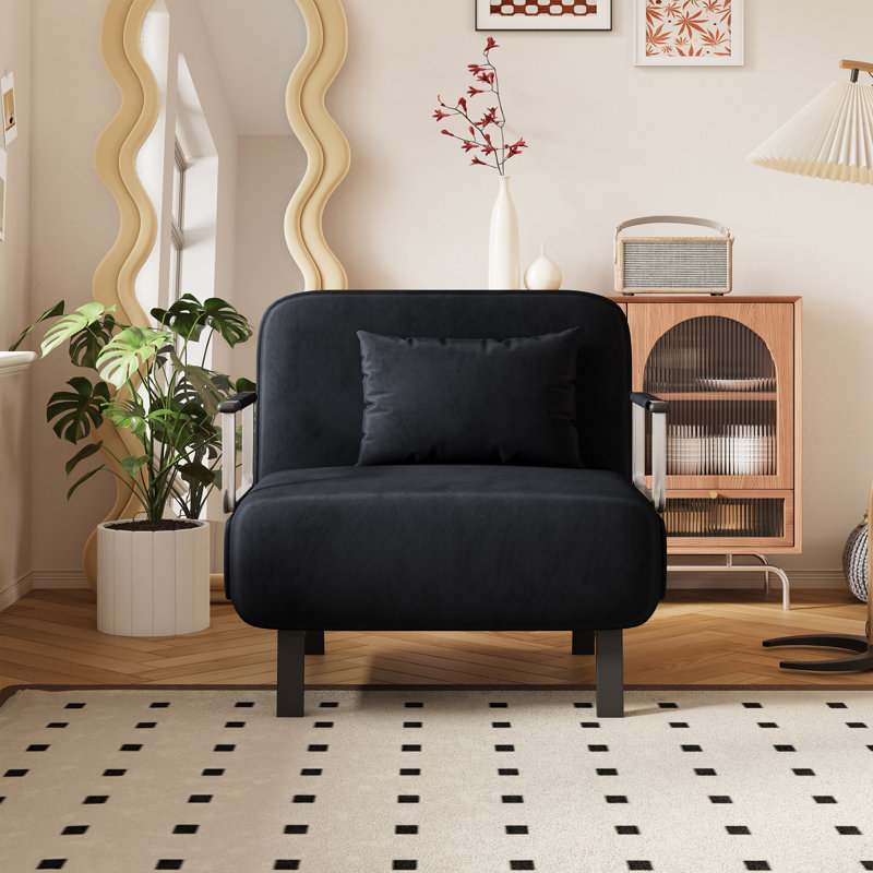 Fauteuil d'appoint convertible Forrest avec dossier et coussin réglables Forrest, Noir