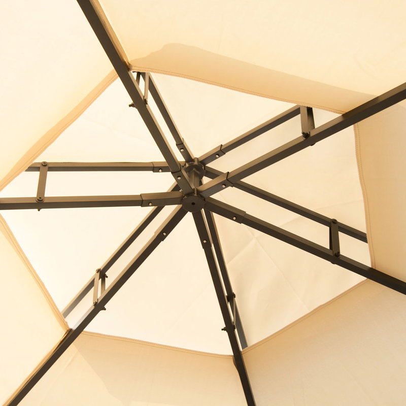 Pavillon de jardin beige 13 'X avec auvent protégé
