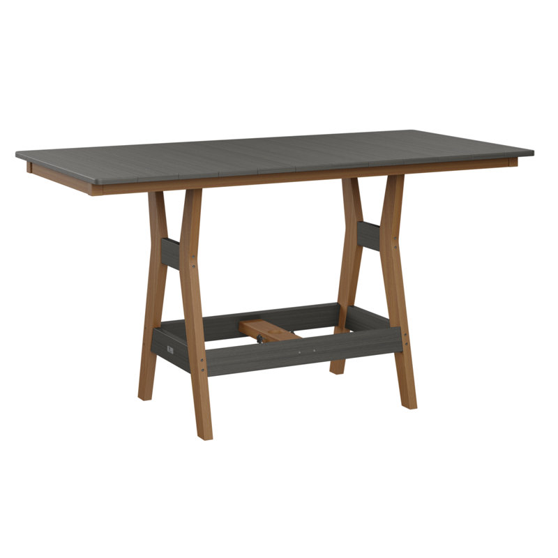 Table rectangulaire à hauteur de comptoir 66 po Berlin Gardens Harbor, 35.5" H x 66" W x 33" D, Gris côtier, Teck naturel