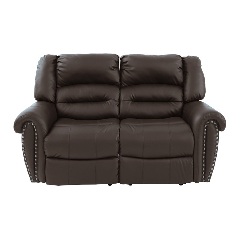 Causeuse inclinable en cuir synthétique à accoudoirs arrondis l 62,6 po, Brun