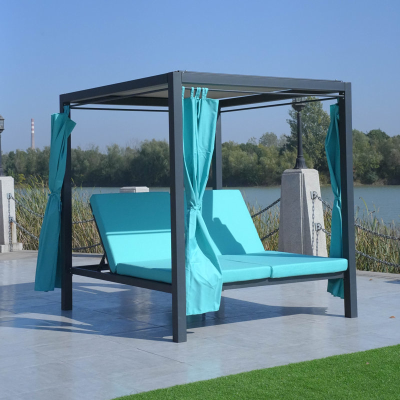 Kanari Outdoor Double chaise with Cushions, Navy