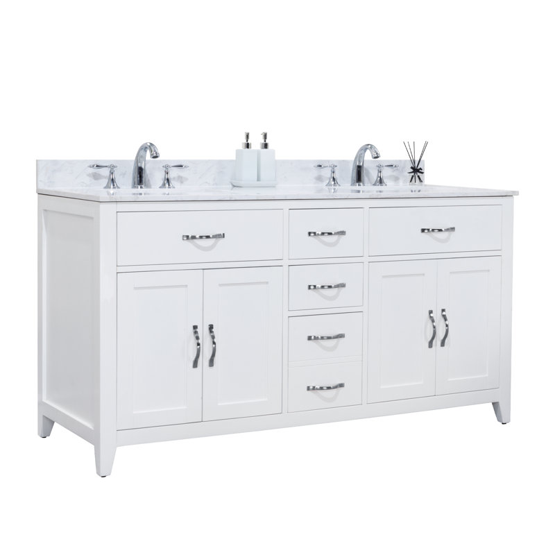 Vannes 72'' Bathroom Vanity with Solid Hardwood Frame, Quartz Countertop, Soft-Close Drawers, CUPC Sink, and Flip-Top Storage