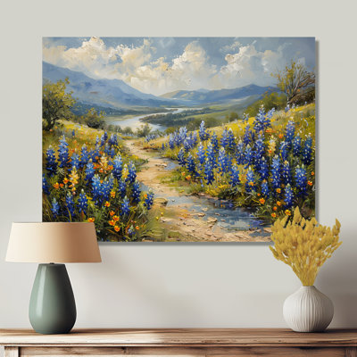 Blue Green Meadow Charm Blue Bonnets VI - Blue Bonnets Wall Decor