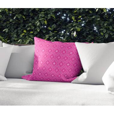 Amelia Collection Pink and White Damask Print Decorative Accent Throw Pillow