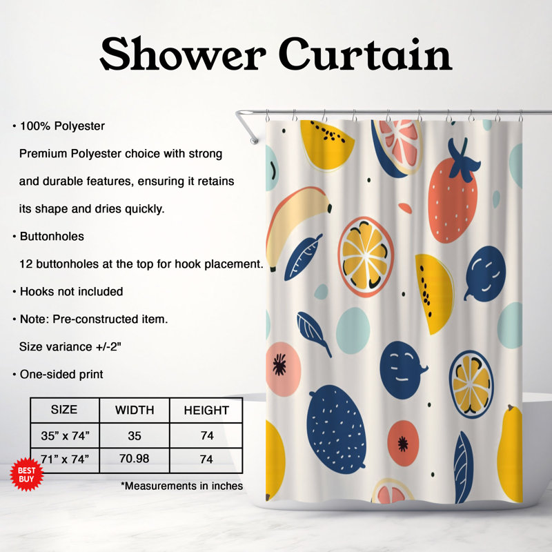 Rideau de douche Sunny Vibes - Premium, H 74 po x l 71 po