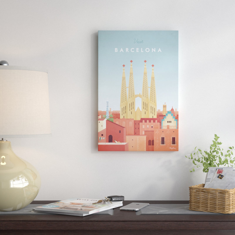 « barcelone », art textuel sur toile tendue, H 18 po x l 12 po x P 1,5 po