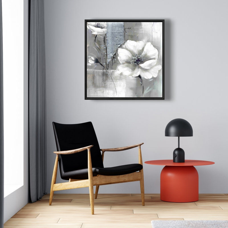 Fleurs monochromes et argentées | Art industriel sur toile