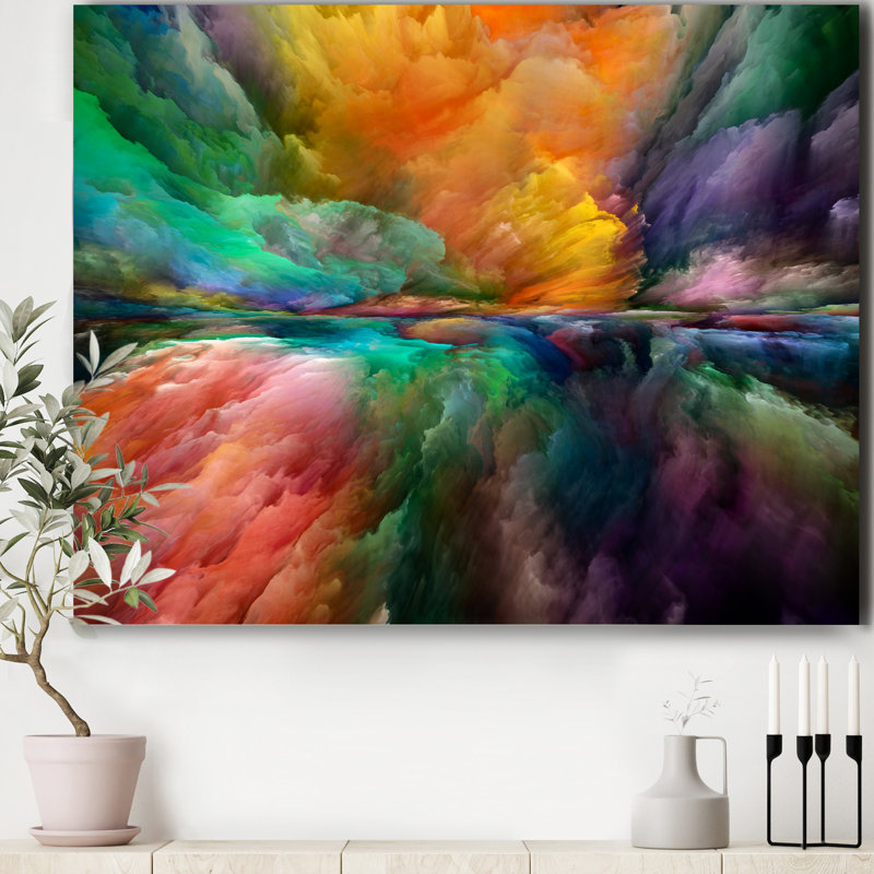 Gerard Colorful and Dark Gradient Clouds - Graphic Art on Canvas, 24" H x 32" W x 1" D, Wrapped Canvas