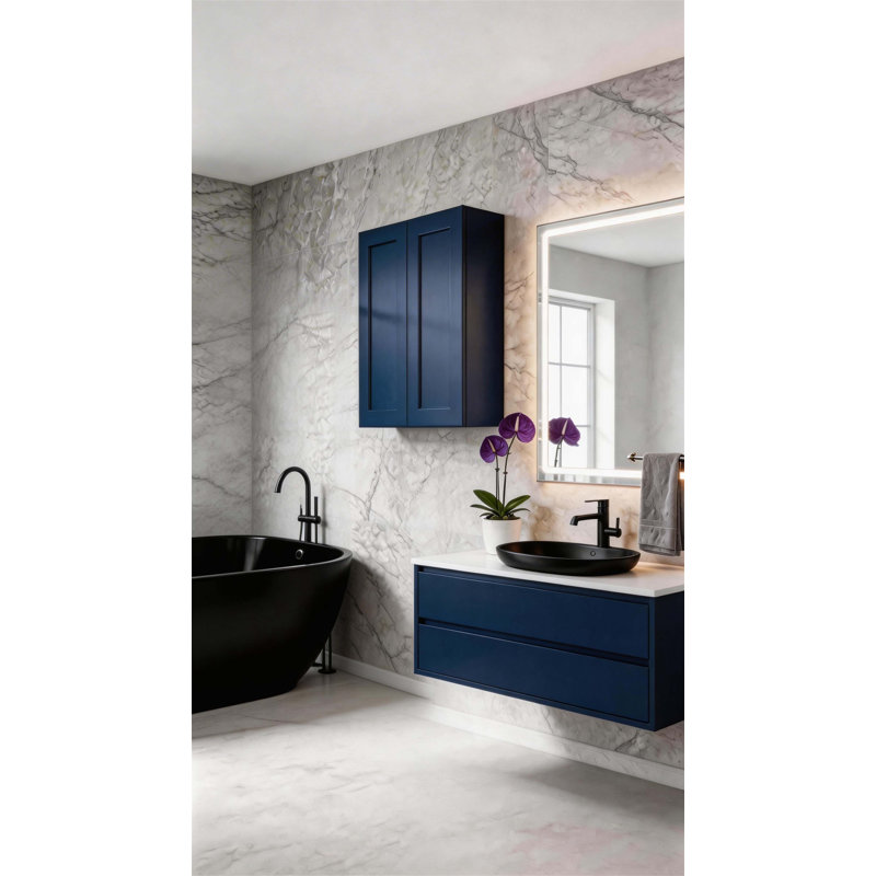 Armoire murale en bois massif de 30 pouces avec charnières à fermeture en douceur et tablettes réglables, parfaite pour le rangement dans la cuisine, la salle de bain et la salle de lavage