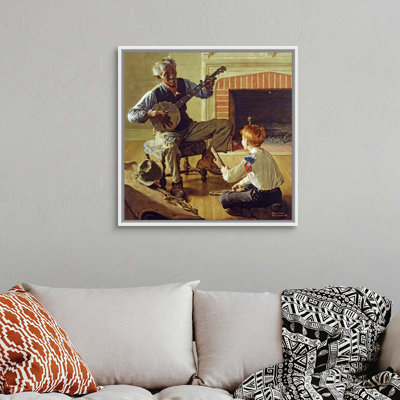 Norman Rockwell, le joueur de banjo, art mural sur toile
