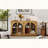 4-Door Large Storage Sideboard Buffet with Glass Doors and Adjustable Shelves