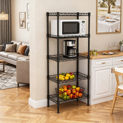Sturdy 5 Tier Adjustable Metal Wire Shelving Unit – Heavy Duty Storage Shelves, Robust & Practical Organizer Rack for Laundry Room, Bathroom, Kitchen & Small Spaces color