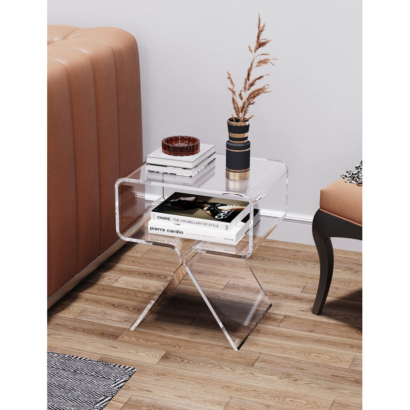 Clear Acrylic Modern Minimalist Nightstand Side Table