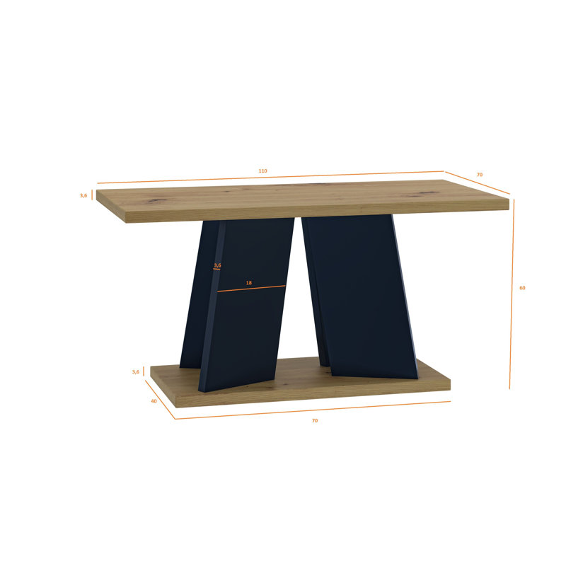 Pedestal Coffee Table with Storage, Wood/Black