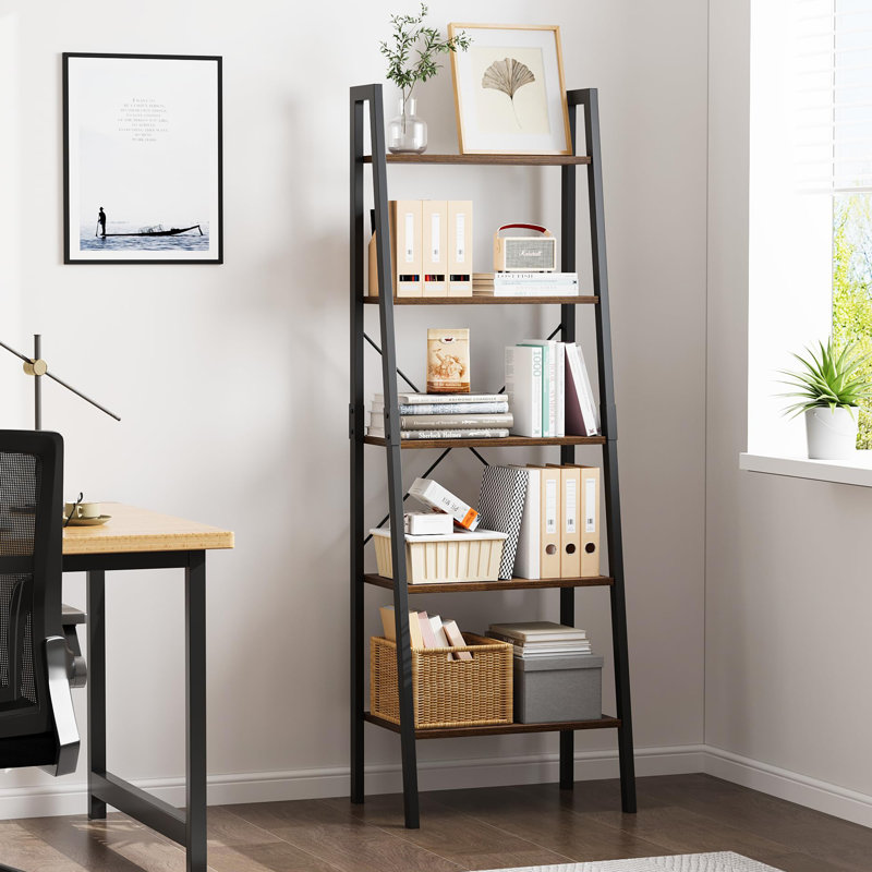 Support pour bibliothèque 5 niveaux, Brun rustique