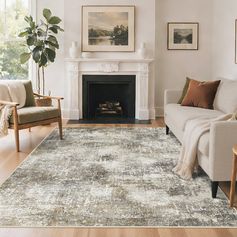 Performance Machine Washable Area Rugs, Rectangle 6' x 9', Gray