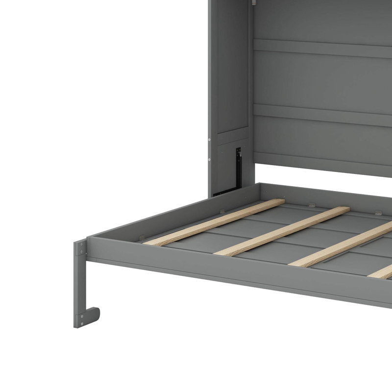 Lit escamotable double pleine grandeur, Gris, Lit double