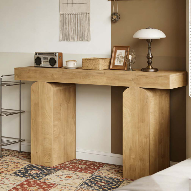 Contemporary Style Console Table, Brown