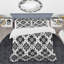 Ensemble de housse de couette blanc et noir damassé Elegance III - Glam-109145627