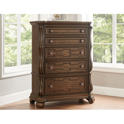 Müller 54" Dark Cherry 5 Drawer Chest