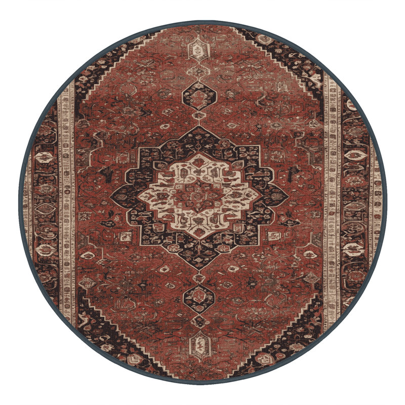 Tapis brun lavable à la machine, Rond 7 pi