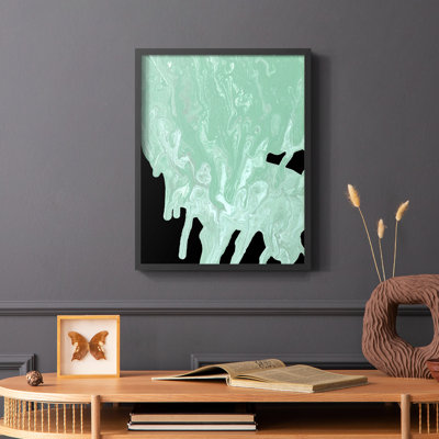 Teal Cascade I Framed Print - Solid Wood