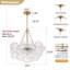 Lustre 6 lumières en laiton avec globe en verre nervuré, plafonnier à bulles 25 pouces Mid-Century-1941260516-1941260523-1941722122