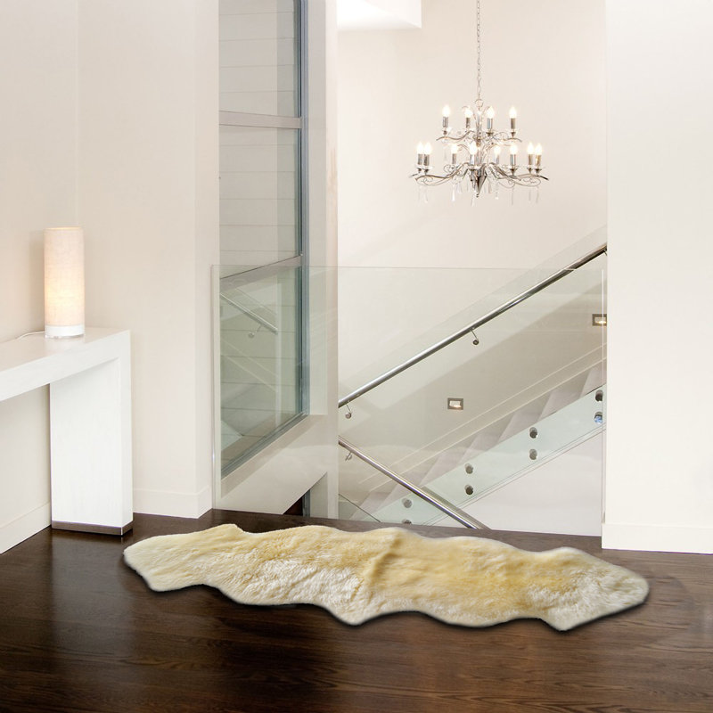 Tapis en peau de mouton simple dégradé gris, Nouveauté 2 pi x 6 pi