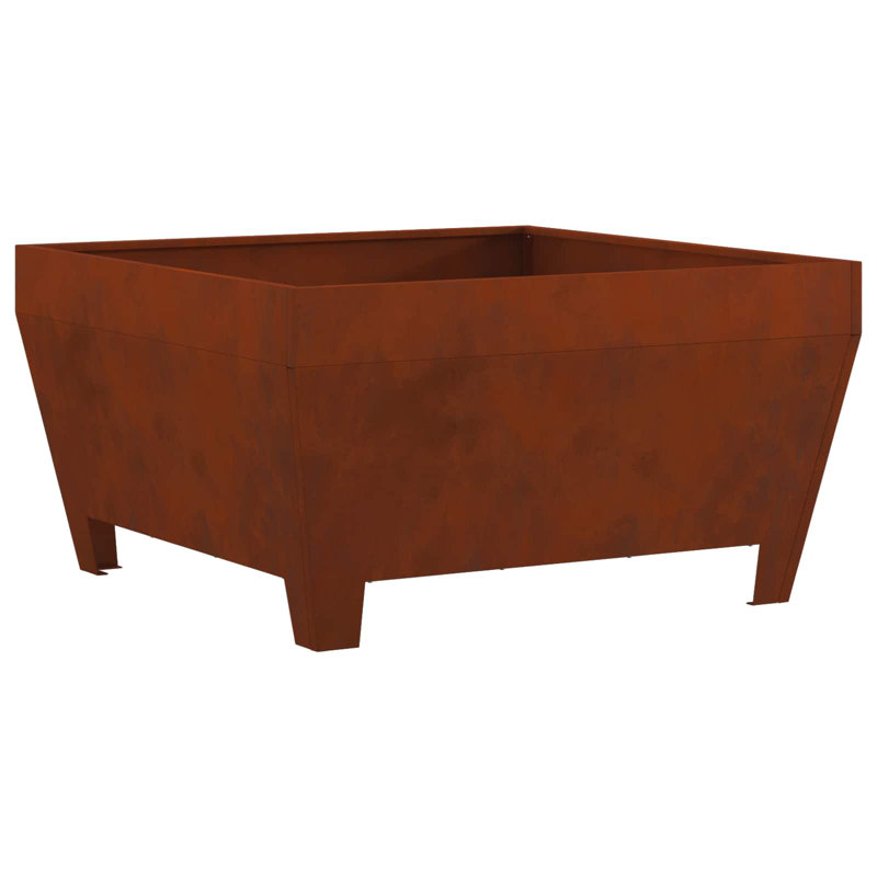 vidaXL Fire Pit Brown 31.50 x 31.50 x 16.93 in Weathering Steel, 16.9" H x 31.5" W x 31.5" D, Brown
