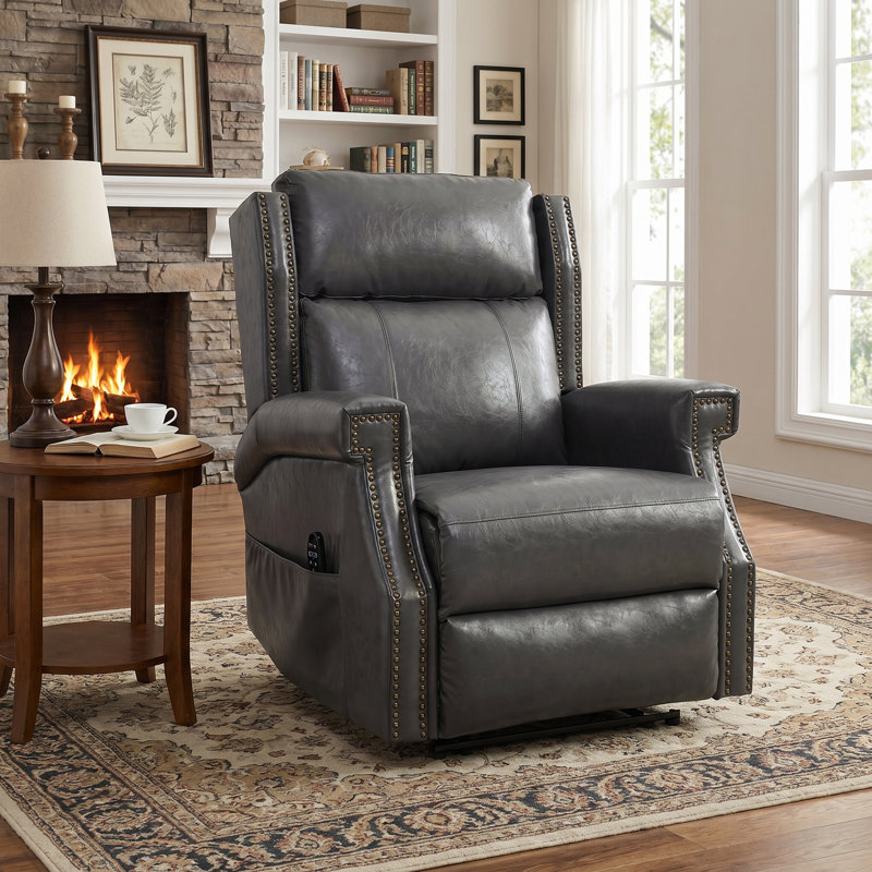 Faux Leather Recliner Chair with Massage and Heat, Heavy Duty Motion Mechanism, 8 vibrating nodes and 3 massage modes, Gray