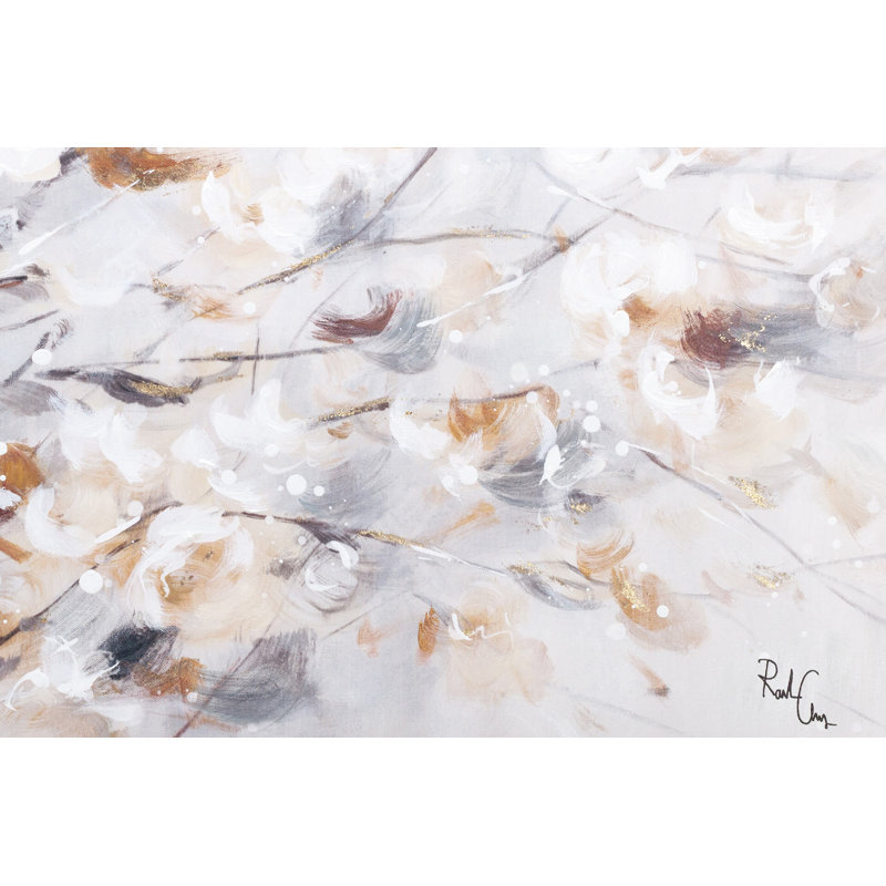 Hand -painted golden bloom acrylic painting
