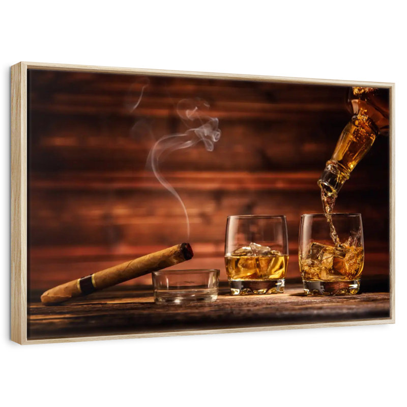 Excellent Whiskey, Floating Frame Natural Wood, 40" X 27"