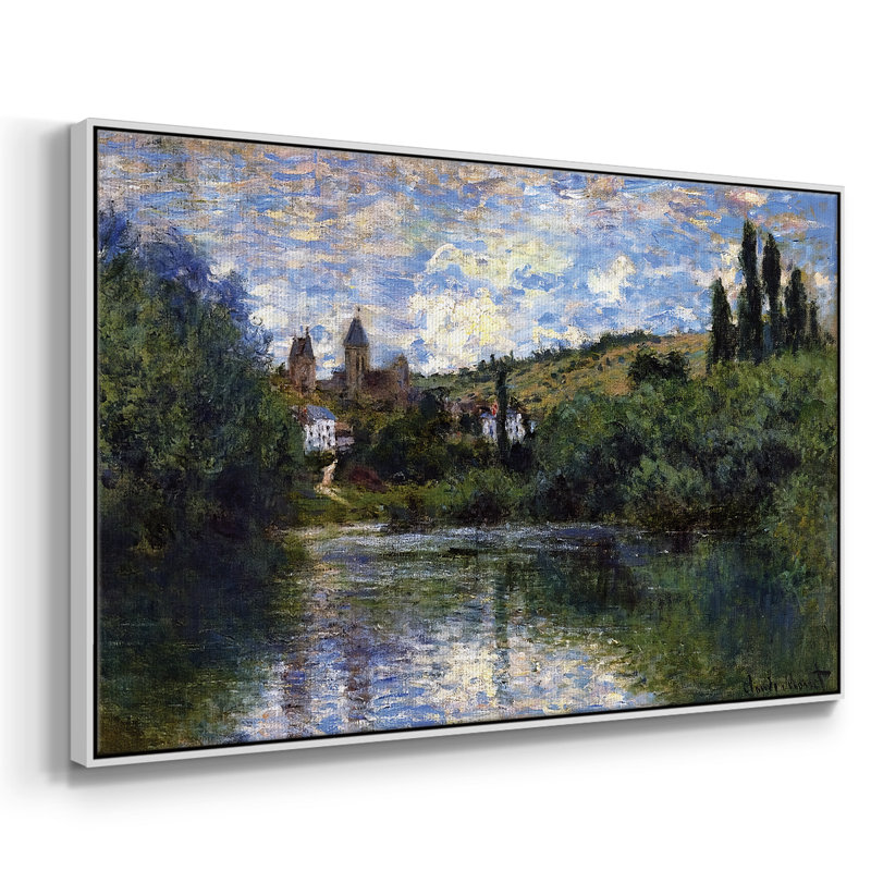 Vue de Vetheuil, 1880, reproduction d'art sur toile, H 27 po x l 41 po x P 2 po, Blanc