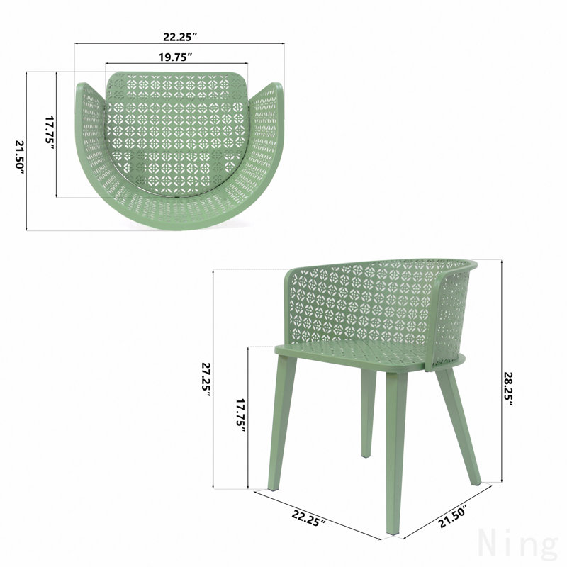 Chaise de salle à manger d'extérieur (ensemble de 2), Vert