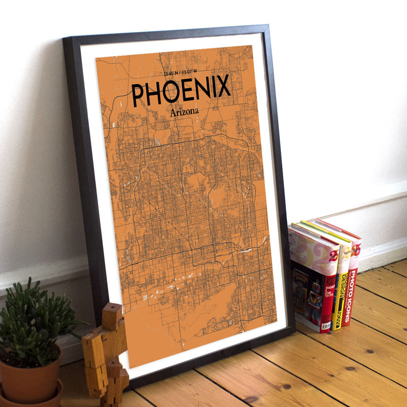 Phoenix City Map - No Frame Print, 43.2cm H x 27.9cm W x 0.13cm D
