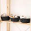 Ensemble de paniers en coton fait à la main 3 pièces, corde de jute noire, 7,9 x 7,9 x 3,1 pouces | 100% coton, durable et élégant | Parfait pour l'organisation à la maison, les solutions de rangement et l'utilisation décorative-310065262-310065252