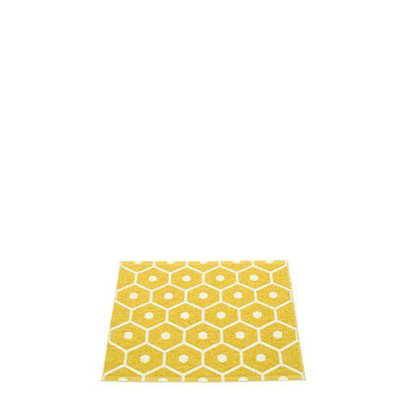 Tapis de cuisine blanc / jaune miel