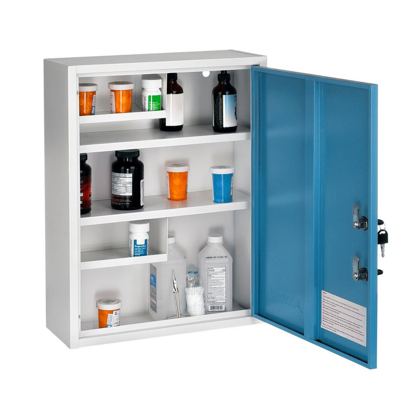Grande armoire de sécurité médicale à fixation en surface H 21 po x l 16 po x P 6 po, Bleu