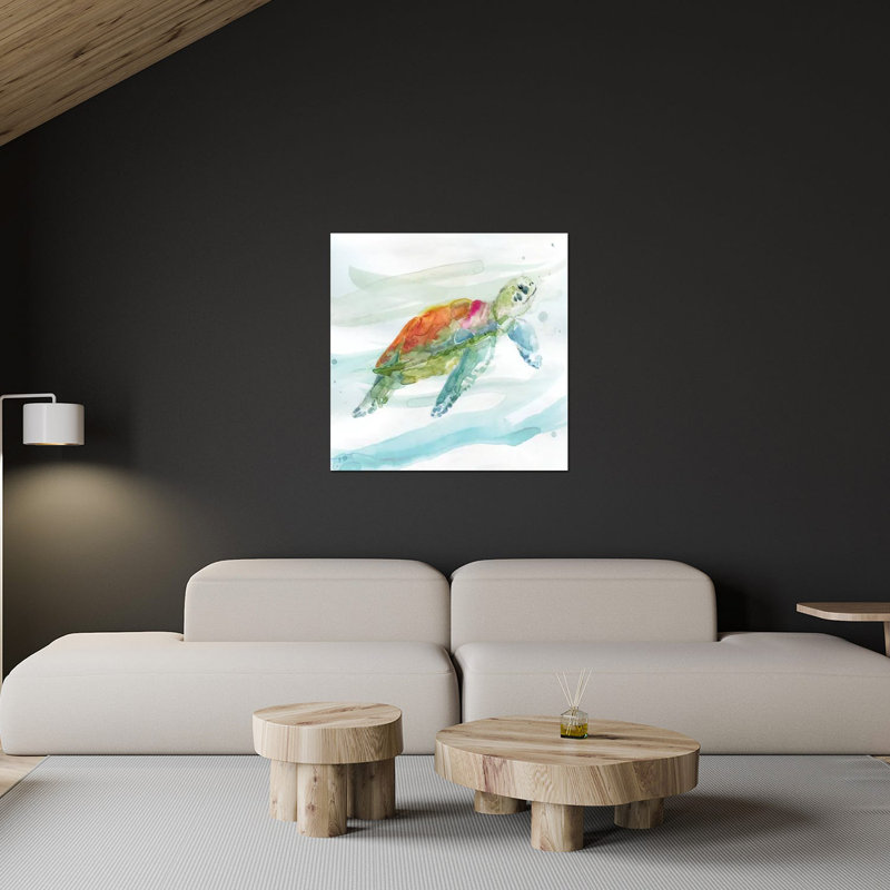 Tortue des tropiques I, H 36 po x l 36 po x P 0,25 po, Toile tendue, Pas de tapis
