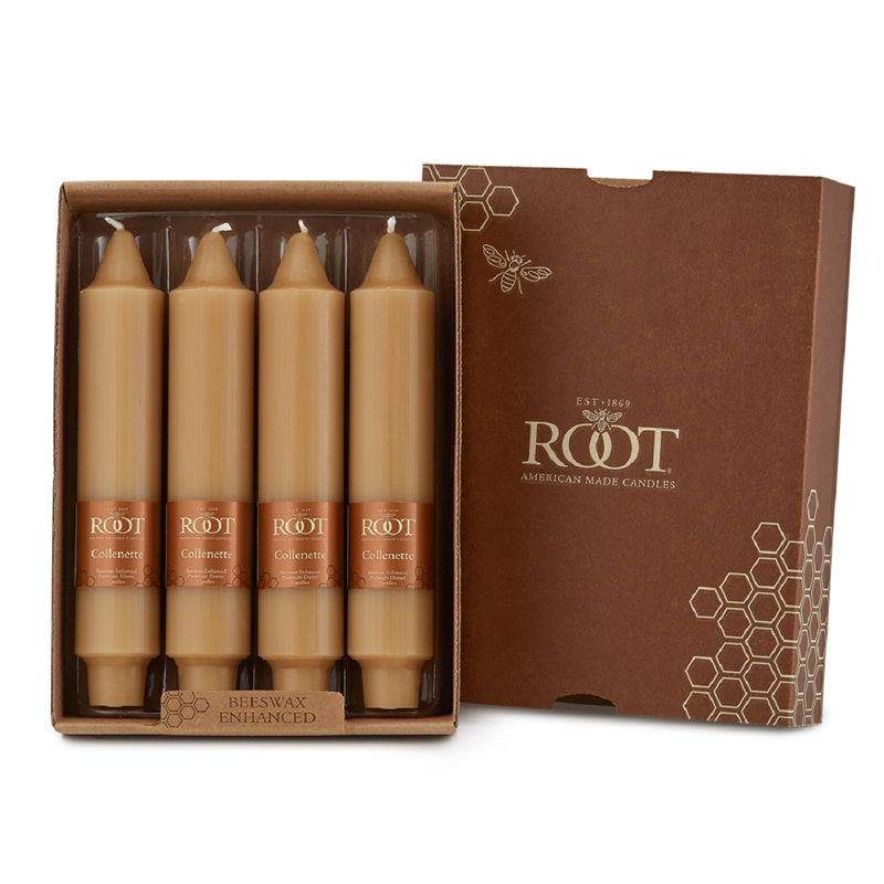 Bougie lisse sans parfum Collenette, Cire d'abeille, H 7 po x l 1,25 po x P 1,25 po