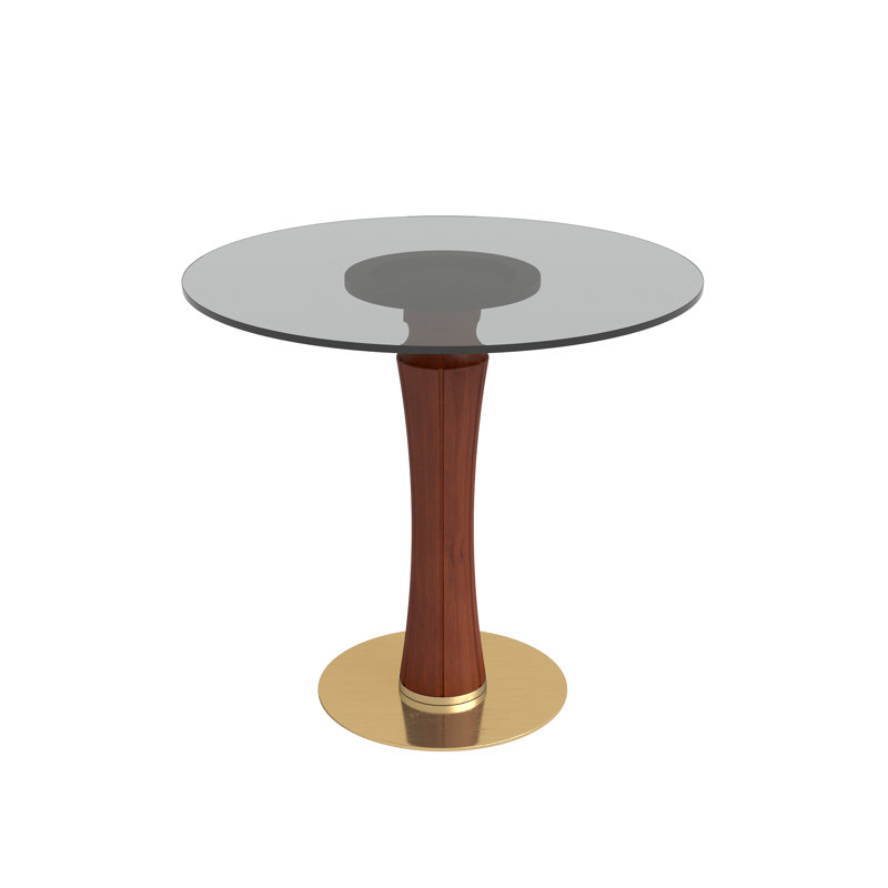 Table de conférence ronde 33,46 po en verre trempé avec base en bois massif Morden, Rond