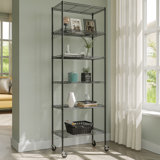 Hipson 6-Shelf Adjustable Storage Shelving Unit Steel Organizer Wire Rack with Lockable Wheel Casters, Hook
