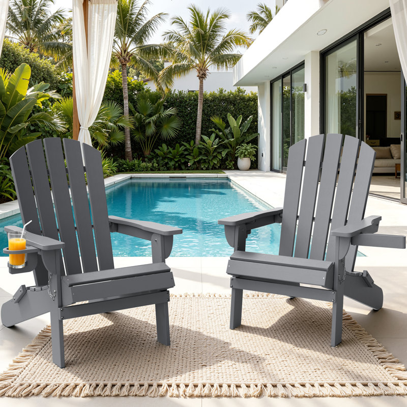  Chaise Adirondack pliante pour l'extérieur, Gris