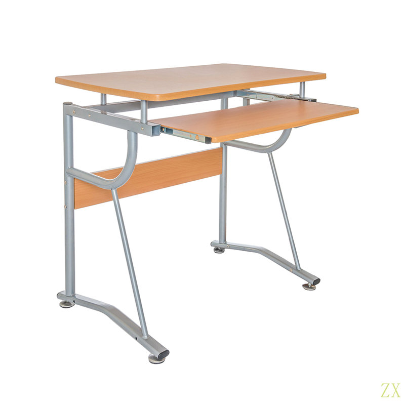 Compact Computer Desk With Side Shelf And Keyboard Panel