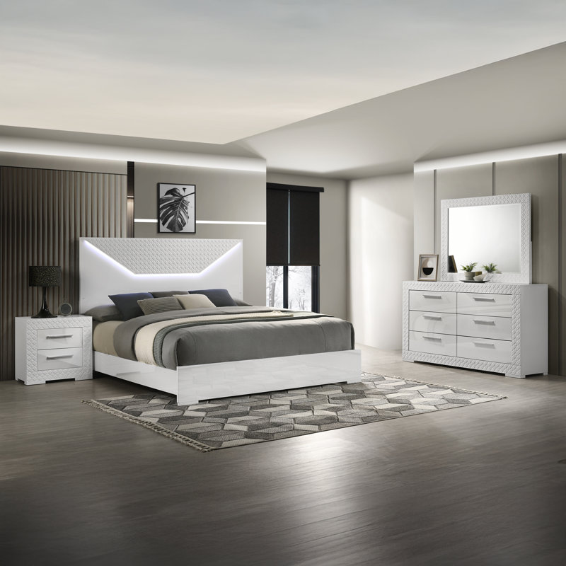 Ensemble de chambre à coucher 4 pièces Seok, Grand