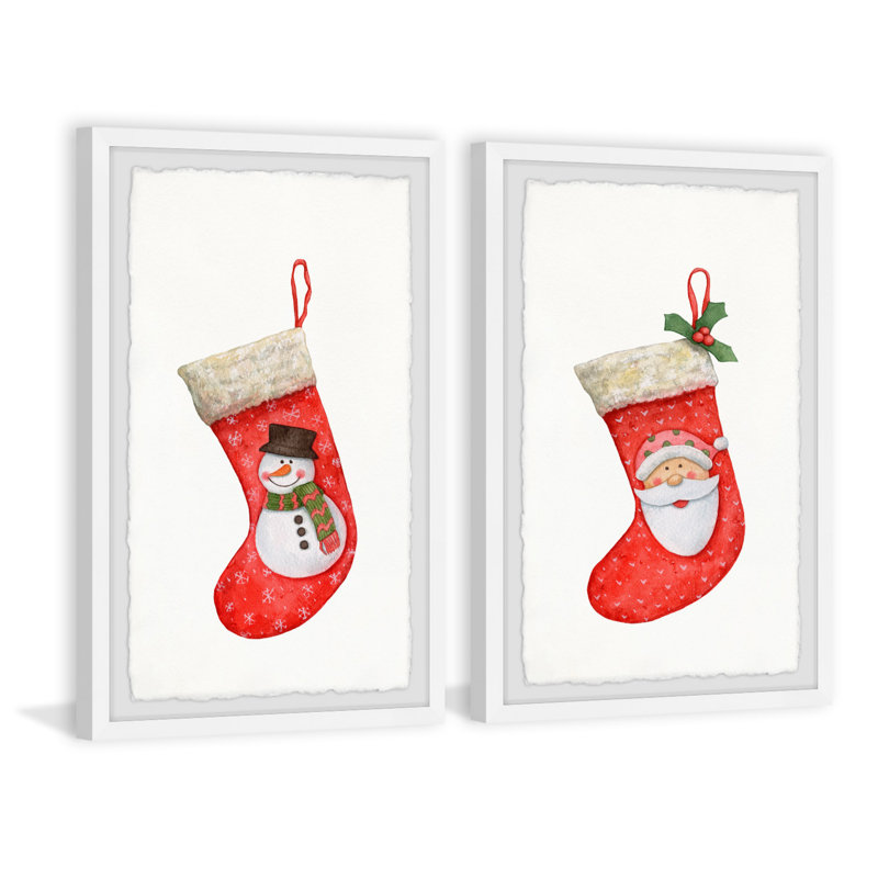 Cheney Snowman And Santa - 2 Piece Single Picture Frame Painting, 61cm H x 84cm W x 3.81cm D