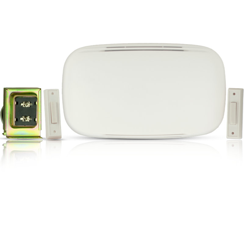 Two-note Electric Door Chime Kit, Includes Modern Chime, 16v/10va Transformer And 2 Lighted Doorbell Buttons
