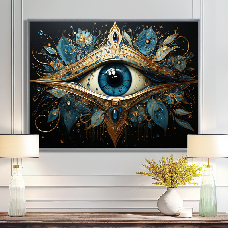 Judaism Hamsa Blessings Eye I - Judaism Wall Art, H 24 po x l 32 po x P 1 po, Encadrement argenté