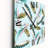 Green Bird Feathers on Blue - Bohemian & Eclectic Wall Clock-80781693